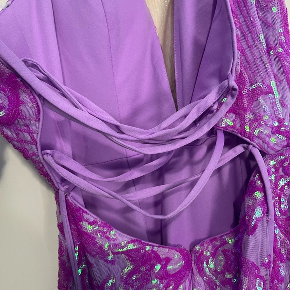 Rachel Allan Lilac Sequin Gown - Picture 8 of 11